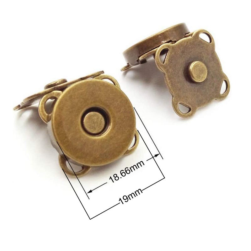 WAFJAMF WAFJMAF 10 Sets Bronze Sew in Magnetic Bag Clasps Button Snaps Tone Purse for Closure Handbag Clothes Sewing Craft No Tools Required Plum Blossom 19mm (Bronze) - Image 1